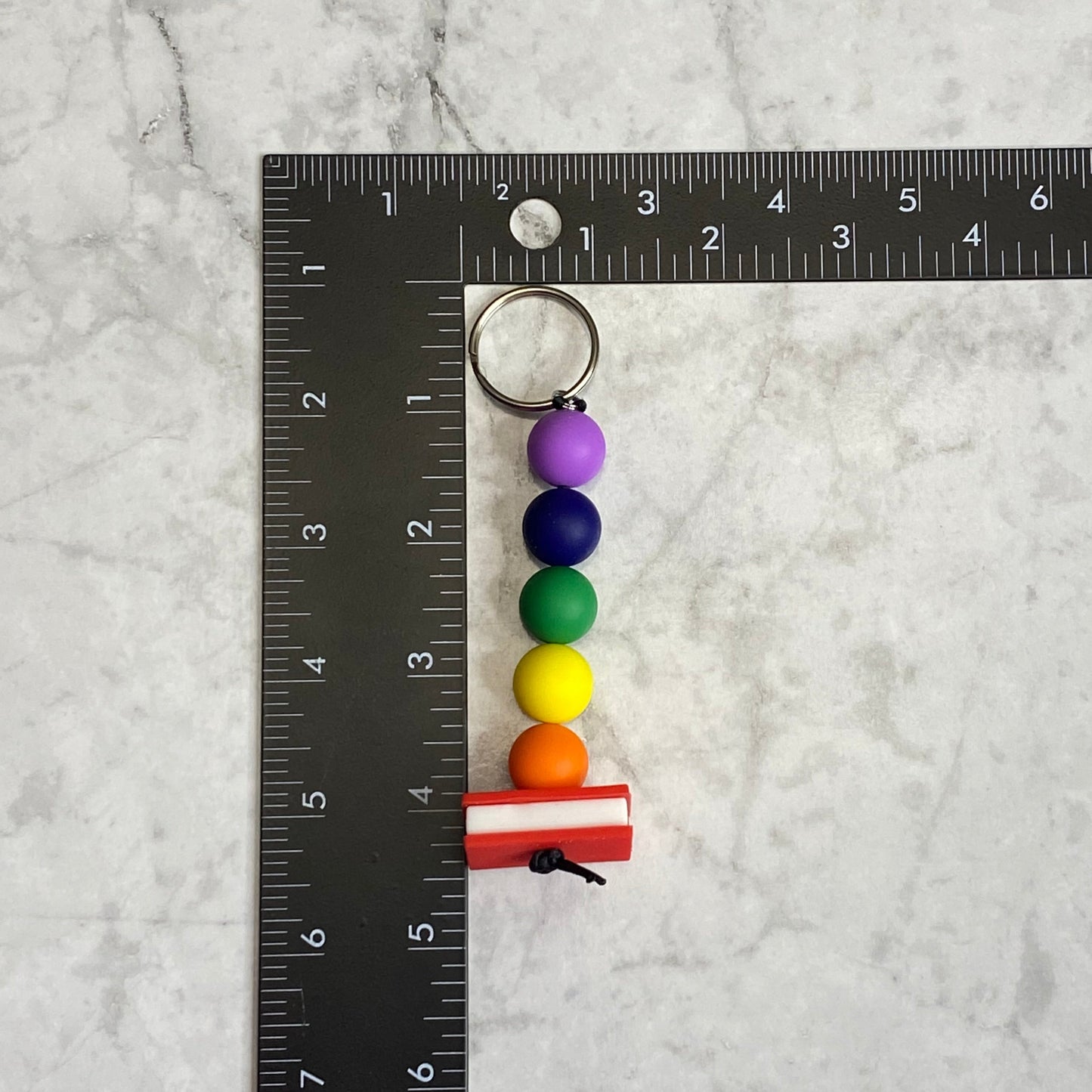 Measurement of Silicone Beaded Keychain with Book Character Bead