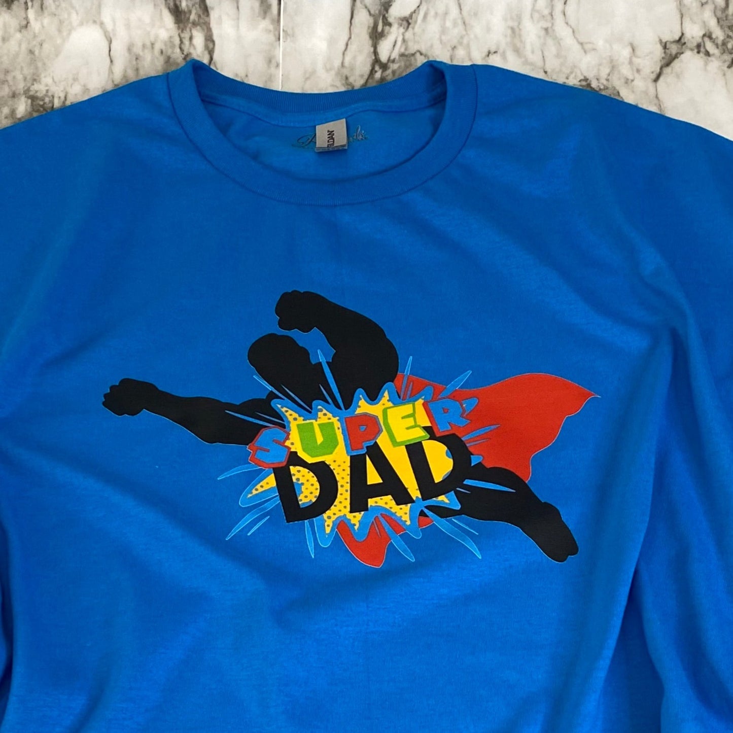 Close up of Super Dad HERO DTF T-Shirt