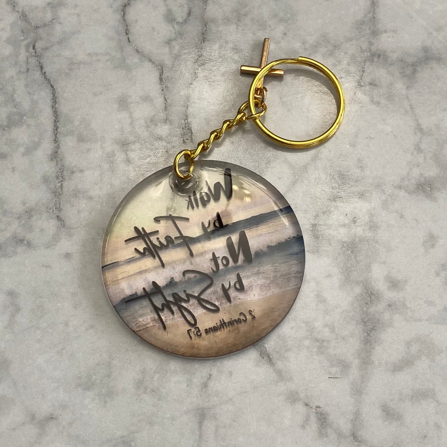 Back of Beach (Walk by Faith Not by Sight Resin Keychain)