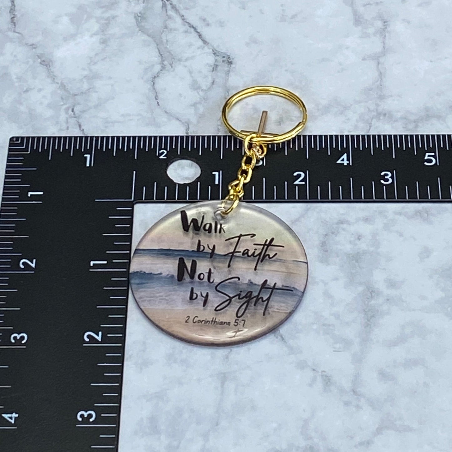 Measurment of Beach (Walk by Faith Not by Sight Resin Keychain)