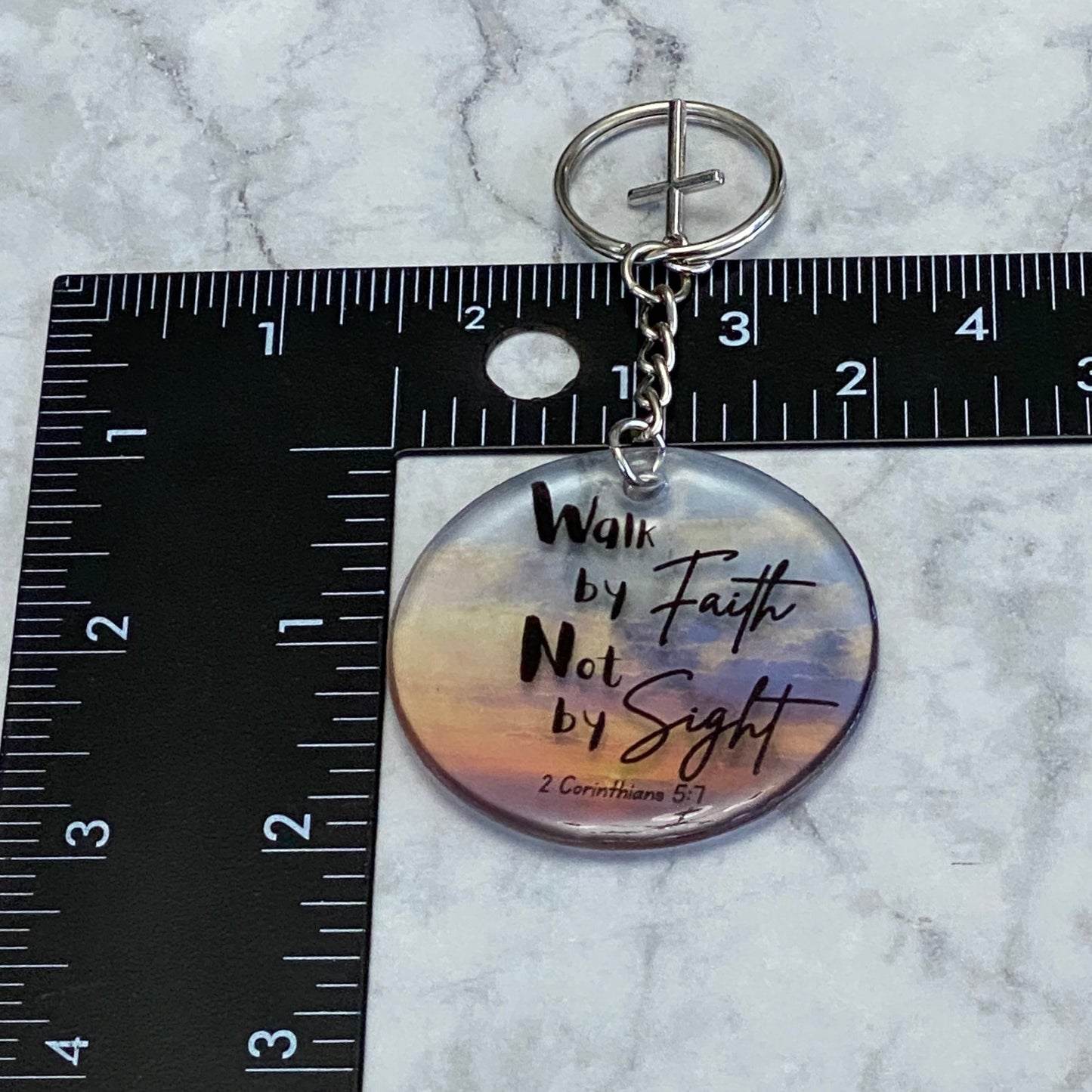 Measurement of Sunset (Walk by Faith Not by Sight Resin Keychain)