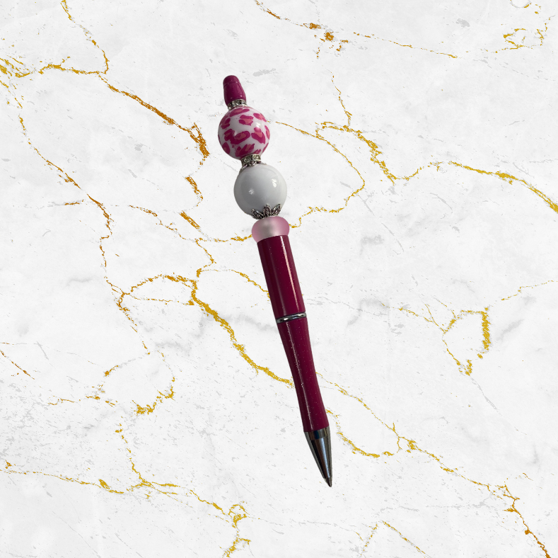 Dark Pink Bling Custom Beaded Pen