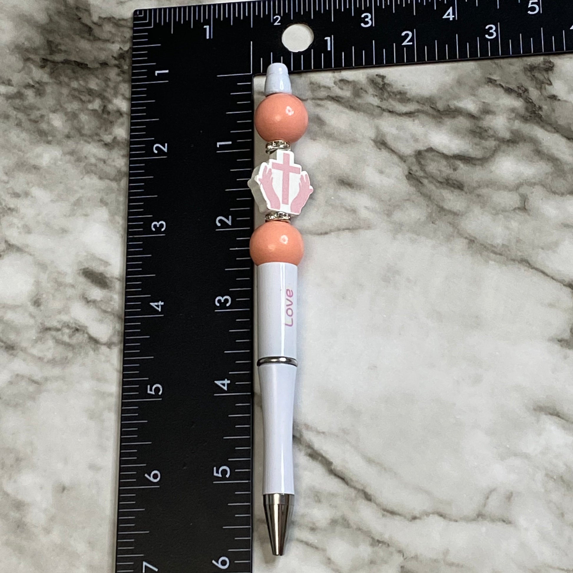 Measurement of White Love Faithful Beaded Pen