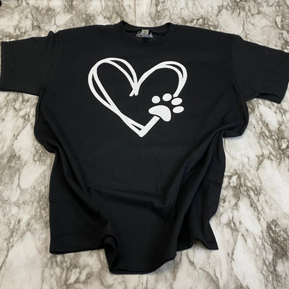 Front of Heart with Dog Paw Print T-Shirt