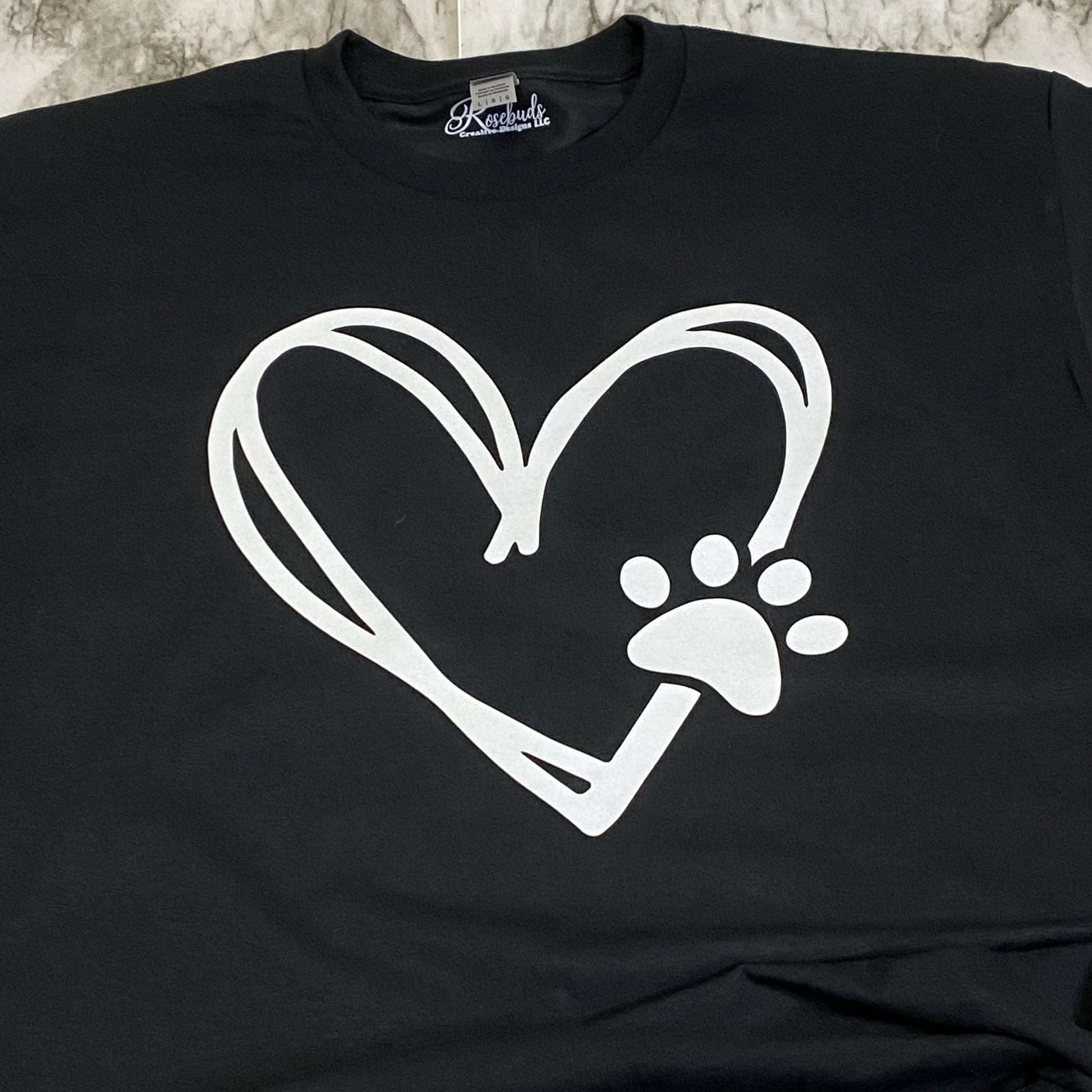 Close Up of Heart with Cat Paw Print T-Shirt