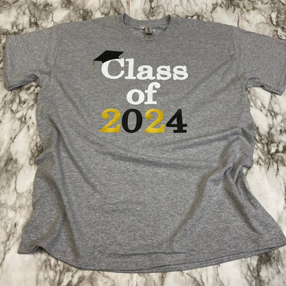 Front of Class of 2024 with Black, White and Gold Vinyl T-Shirt