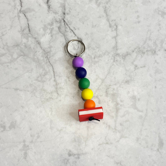 Silicone Beaded Keychain with Book Character Bead