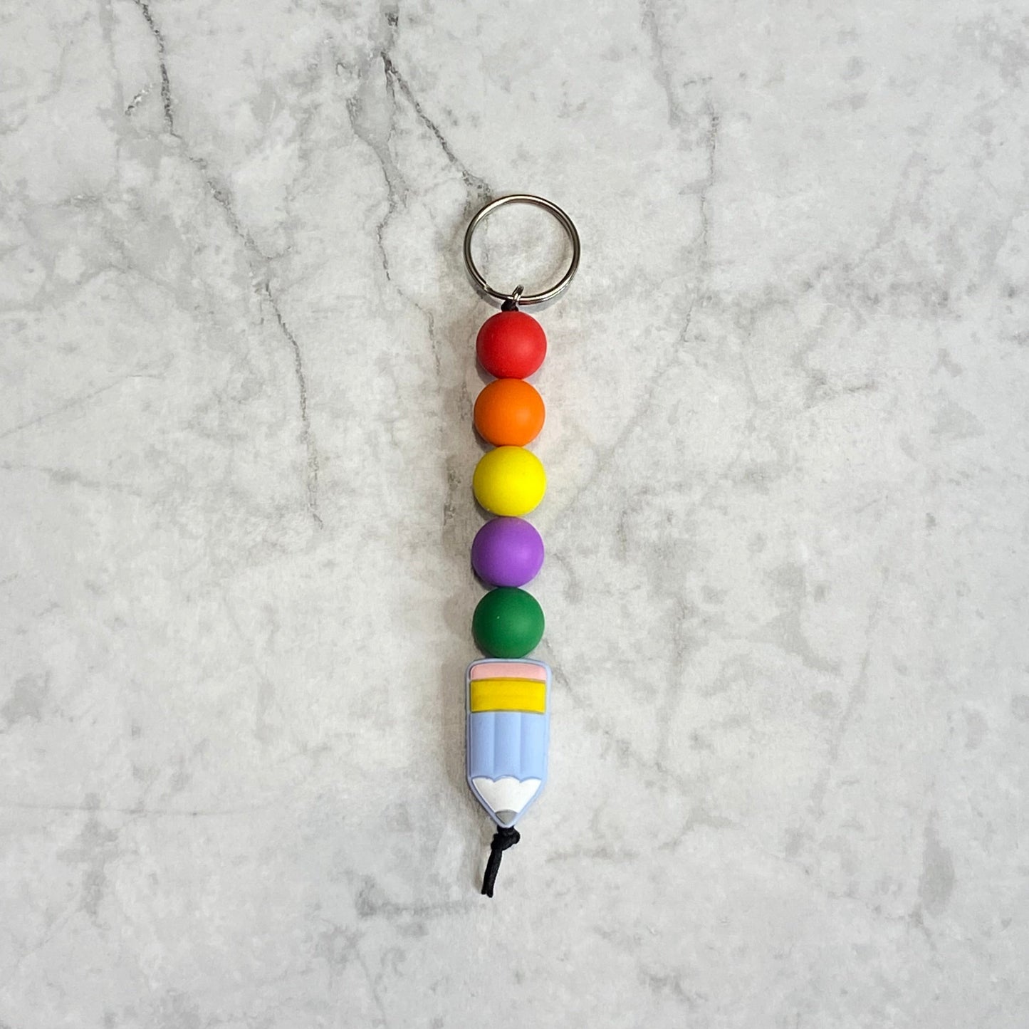 Silicone Beaded Keychain with Pencil Character Bead