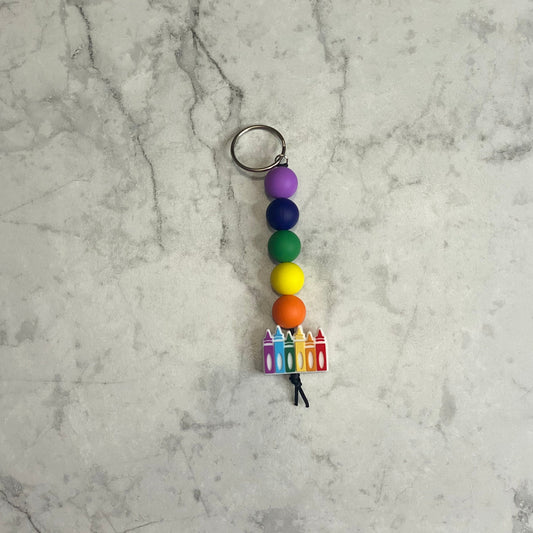 Silicone Beaded Keychain with Crayons Character Bead