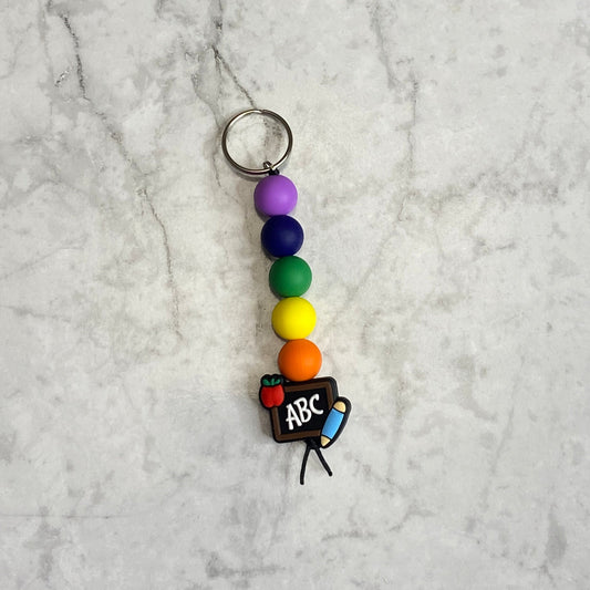 Silicone Beaded Keychain with ABC Chalkboard Character Bead