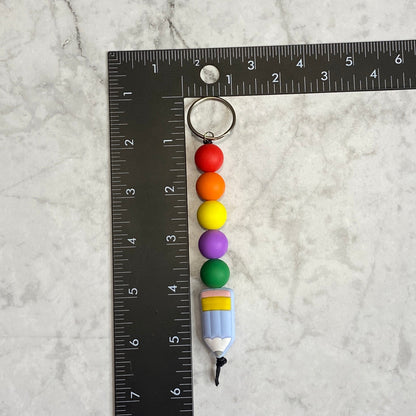 Measurement of Silicone Beaded Keychain with Pencil Character Bead