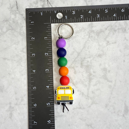 Measurement of Silicone Beaded Keychain with School Bus Character Bead