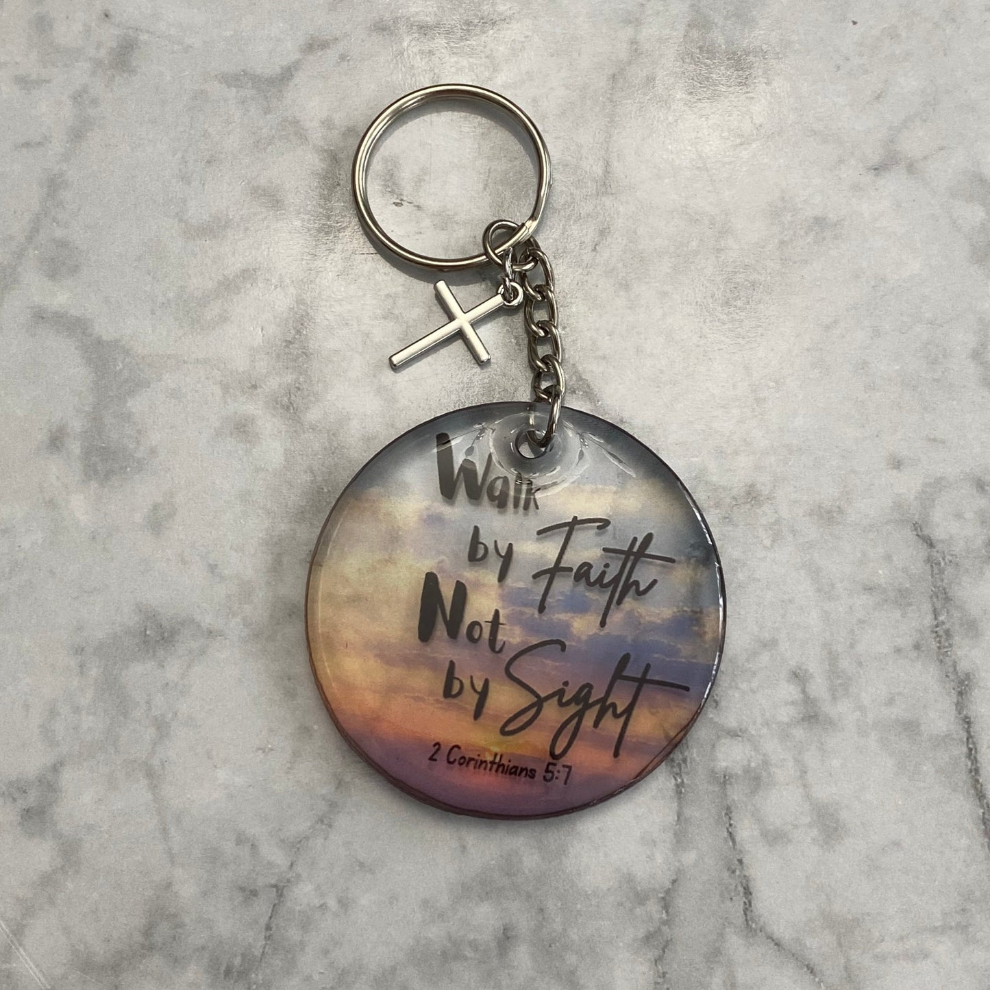 Front of Sunset (Walk by Faith Not by Sight Resin Keychain)  