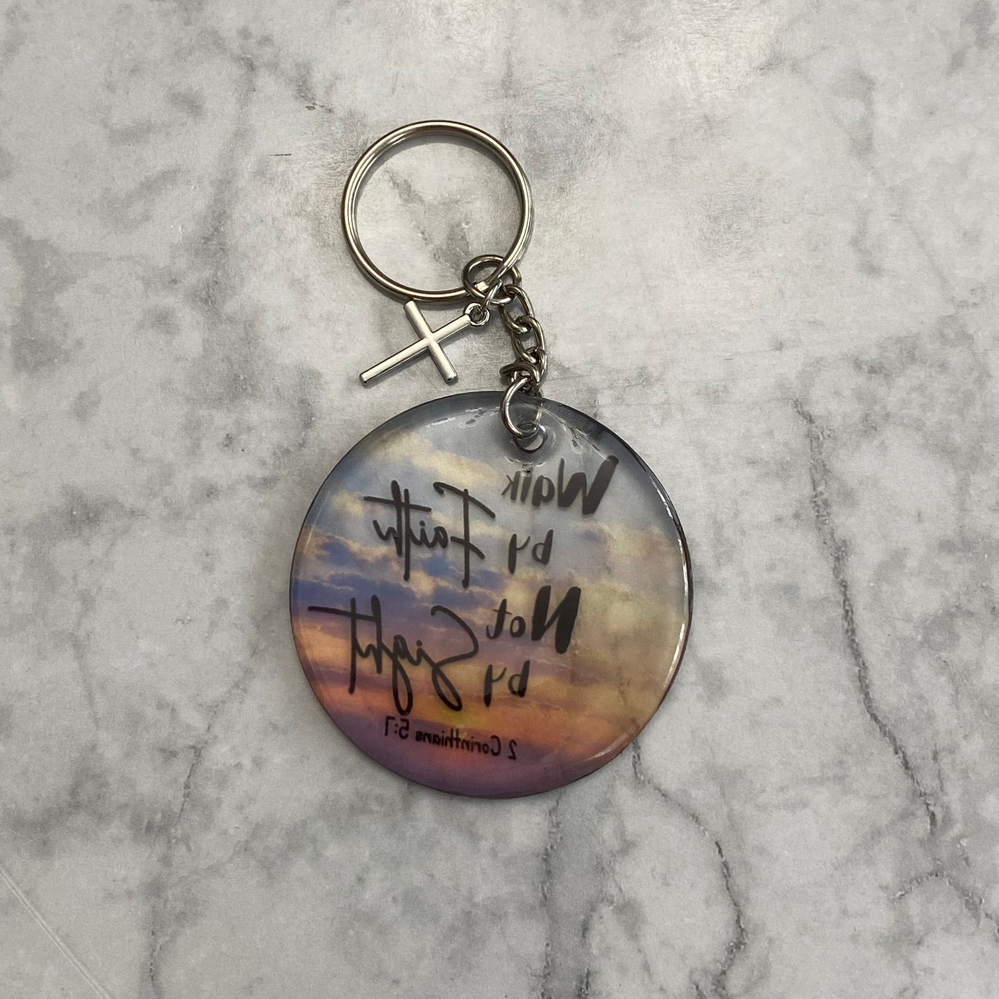 Back of Sunset (Walk by Faith Not by Sight Resin Keychain)  