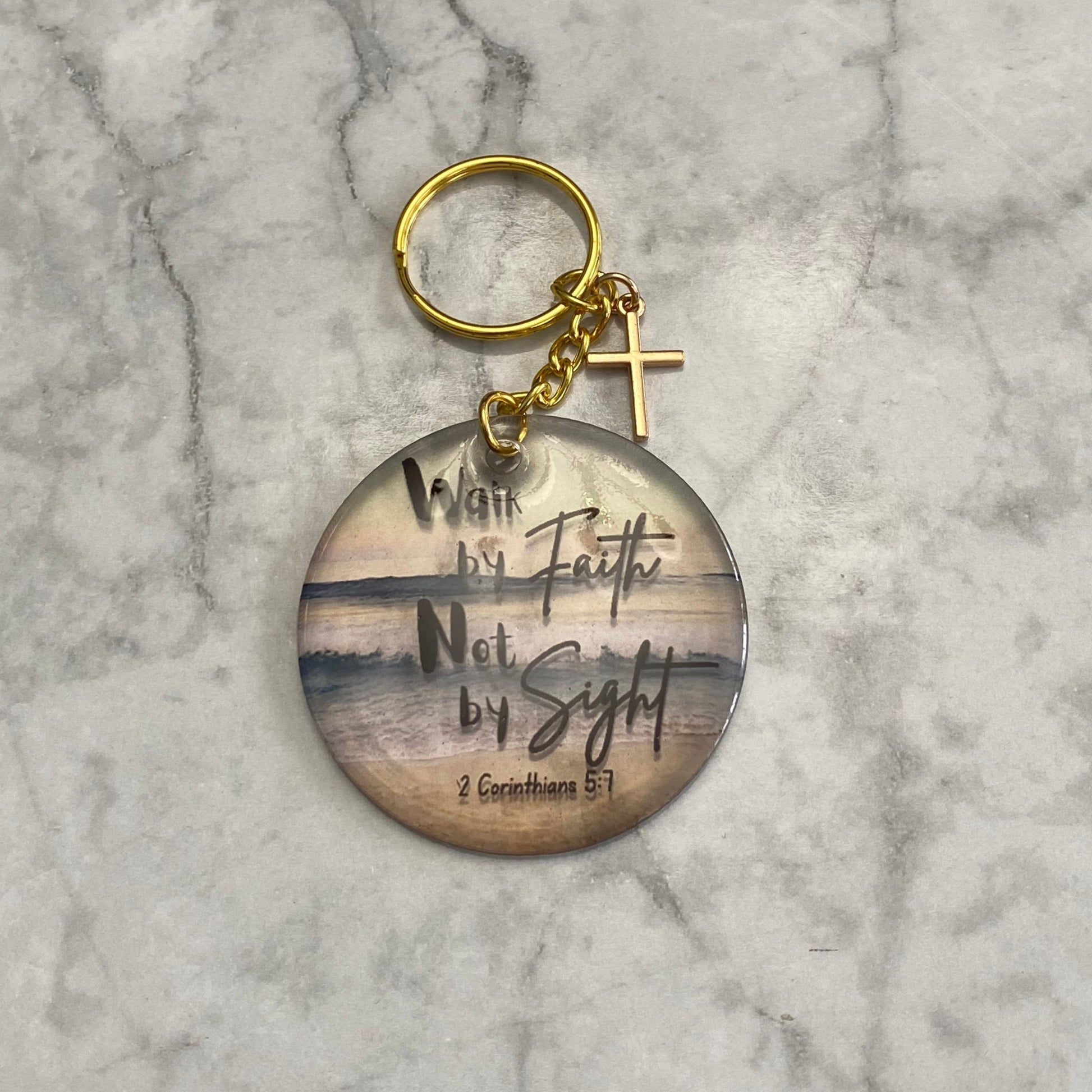 Front of Beach (Walk by Faith Not by Sight Resin Keychain)  