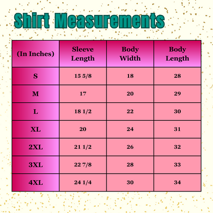 Shirt Measurement table