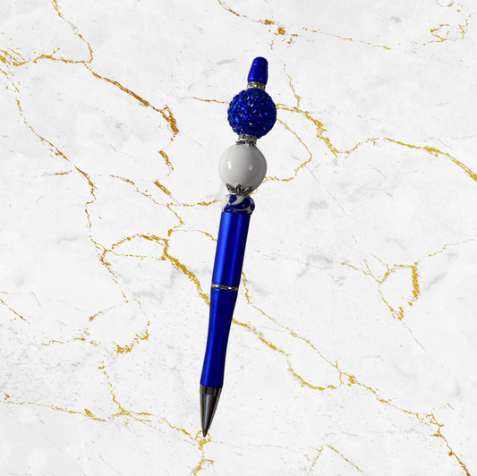 Blue Custom Beaded Pen