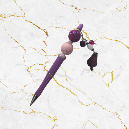 Purple Custom Beaded Pen with Custom Ghost Dangle